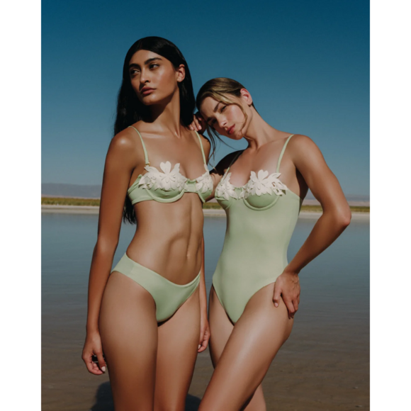 Bahia Maria Other - Bahia Maria Green Floral Applique Bikini Swimsuit Set